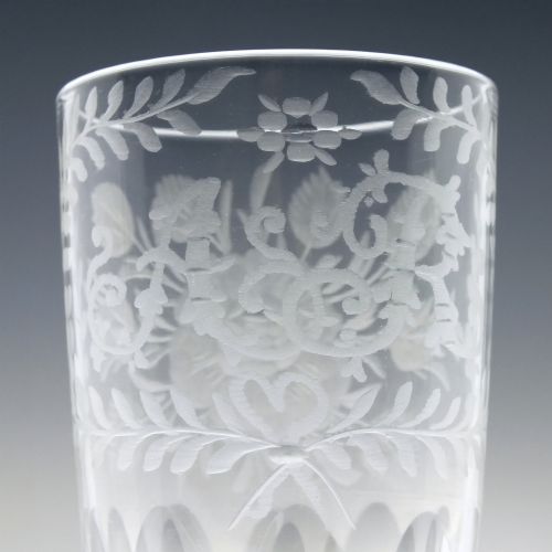 ANTIQUE ENGRAVED 19TH CENTURY GLASS TUMBLER C1890 - ADDITIONAL PHOTO 5