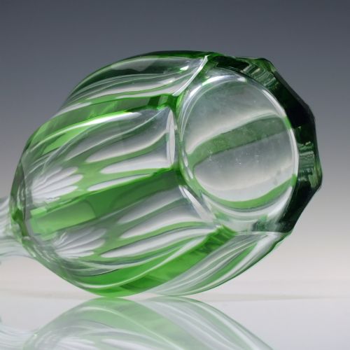 ANTIQUE 19TH CENTURY GREEN SLICE CUT GLASS DECANTER C1850 - ADDITIONAL PHOTO 5