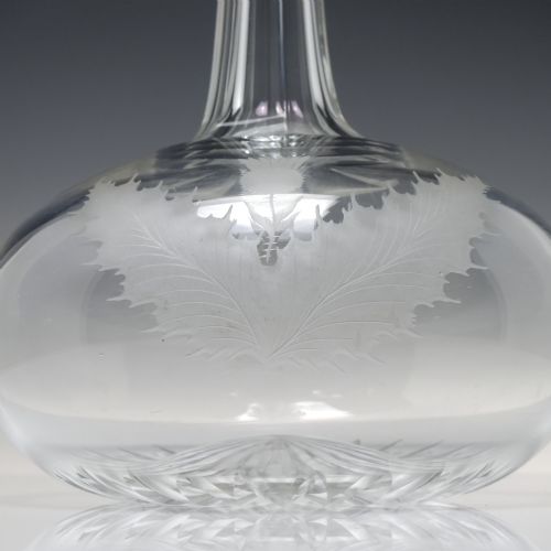 VICTORIAN THISTLE ENGRAVED MAGNUM SHAFT AND GLOBE GLASS DECANTER C1880 - ADDITIONAL PHOTO 1