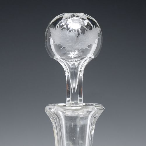 VICTORIAN THISTLE ENGRAVED MAGNUM SHAFT AND GLOBE GLASS DECANTER C1880 - ADDITIONAL PHOTO 3