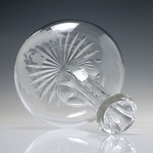 VICTORIAN THISTLE ENGRAVED MAGNUM SHAFT AND GLOBE GLASS DECANTER C1880 - ADDITIONAL PHOTO 4