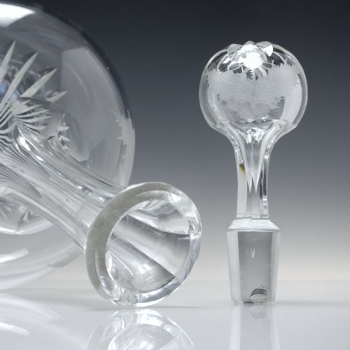 VICTORIAN THISTLE ENGRAVED MAGNUM SHAFT AND GLOBE GLASS DECANTER C1880 - ADDITIONAL PHOTO 6