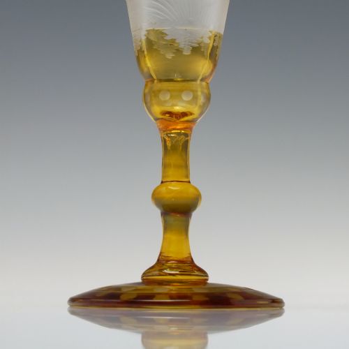 ANTIQUE 19TH CENTURY BOHEMIAN ENGRAVED AMBER WINE GLASS C1880 - ADDITIONAL PHOTO 6