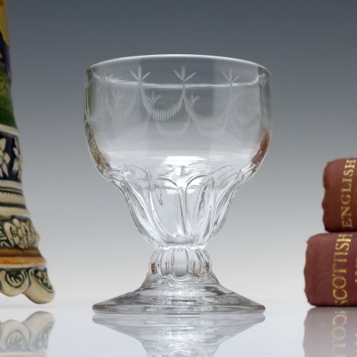 engraved georgian petal moulded monteith or bonnet glass c1760 - CATEGORY: ANTIQUE GLASS - DATED 1750