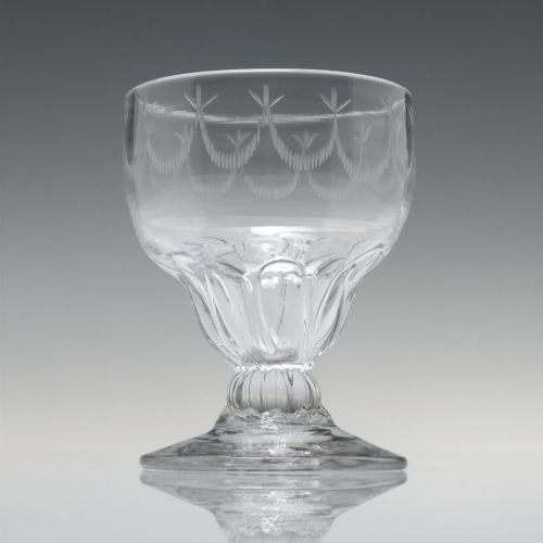 ENGRAVED GEORGIAN PETAL MOULDED MONTEITH OR BONNET GLASS C1760 - ADDITIONAL PHOTO 1