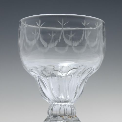 ENGRAVED GEORGIAN PETAL MOULDED MONTEITH OR BONNET GLASS C1760 - ADDITIONAL PHOTO 2
