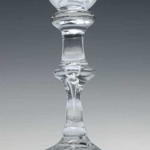 RARE ANTIQUE GEORGIAN ENGRAVED BALUSTROID WINE GLASS C1740 - ADDITIONAL PHOTO 6