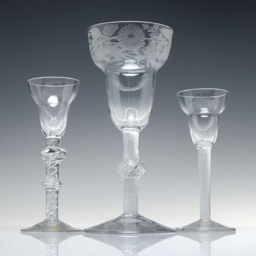 RARE LARGE JACOBITE ACROSTIC ENGRAVED AIR TWIST WINE GLASS GOBLET C1750 - ADDITIONAL PHOTO 1