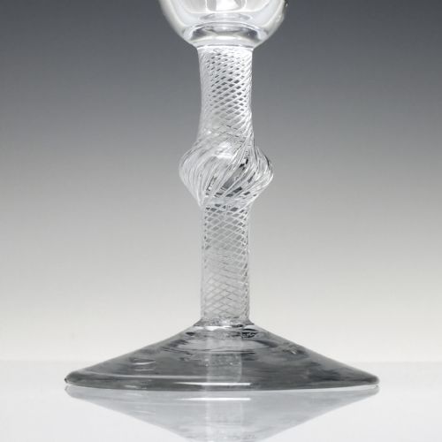RARE LARGE JACOBITE ACROSTIC ENGRAVED AIR TWIST WINE GLASS GOBLET C1750 - ADDITIONAL PHOTO 2