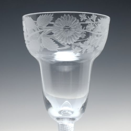 RARE LARGE JACOBITE ACROSTIC ENGRAVED AIR TWIST WINE GLASS GOBLET C1750 - ADDITIONAL PHOTO 3