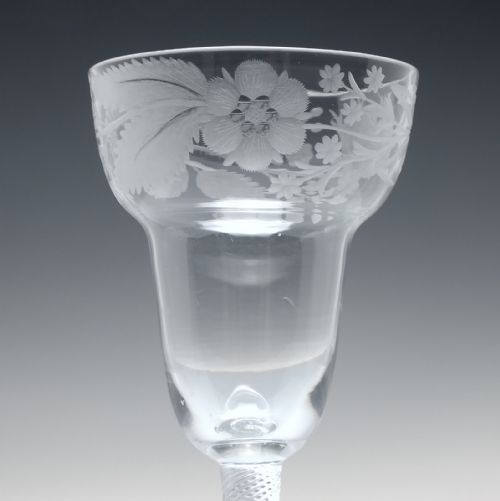 RARE LARGE JACOBITE ACROSTIC ENGRAVED AIR TWIST WINE GLASS GOBLET C1750 - ADDITIONAL PHOTO 6