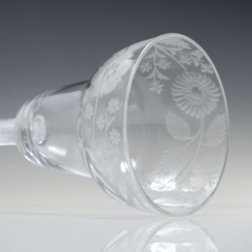 RARE LARGE JACOBITE ACROSTIC ENGRAVED AIR TWIST WINE GLASS GOBLET C1750 - ADDITIONAL PHOTO 7