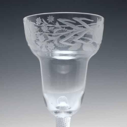 RARE LARGE JACOBITE ACROSTIC ENGRAVED AIR TWIST WINE GLASS GOBLET C1750 - ADDITIONAL PHOTO 9