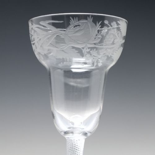 RARE LARGE JACOBITE ACROSTIC ENGRAVED AIR TWIST WINE GLASS GOBLET C1750 - ADDITIONAL PHOTO 10