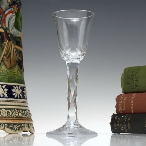 antique georgian facet cut wine glass with facet cut foot c1780 - CATEGORY: ANTIQUE GLASS - DATED 1750