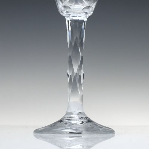 ANTIQUE GEORGIAN FACET CUT WINE GLASS WITH FACET CUT FOOT C1780 - ADDITIONAL PHOTO 1