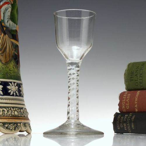 antique georgian double series opaque twist wine glass c1760 - CATEGORY: ANTIQUE GLASS - DATED 1750