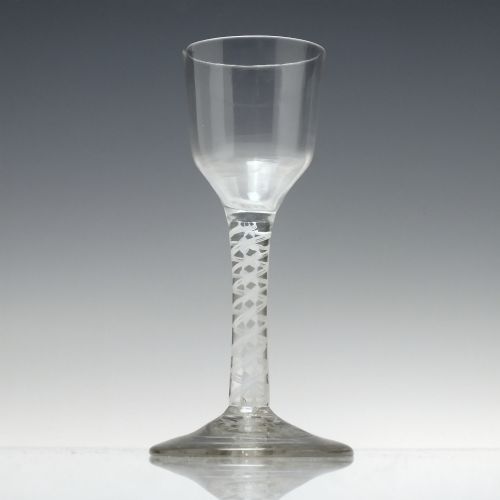 ANTIQUE GEORGIAN DOUBLE SERIES OPAQUE TWIST WINE GLASS C1760 - ADDITIONAL PHOTO 1
