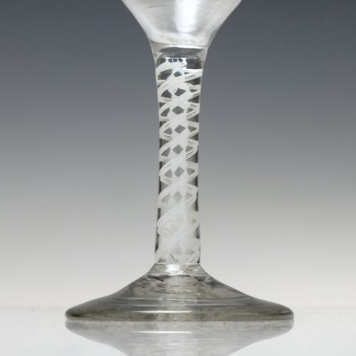 ANTIQUE GEORGIAN DOUBLE SERIES OPAQUE TWIST WINE GLASS C1760 - ADDITIONAL PHOTO 2