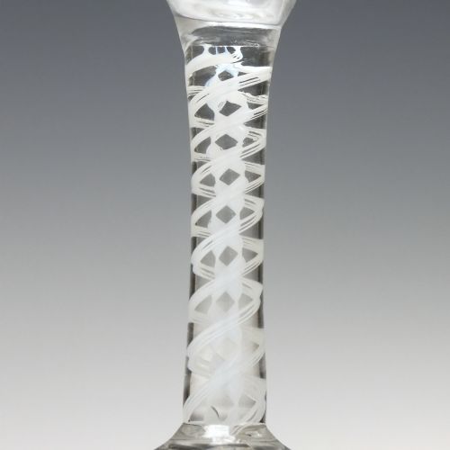 ANTIQUE GEORGIAN DOUBLE SERIES OPAQUE TWIST WINE GLASS C1760 - ADDITIONAL PHOTO 3