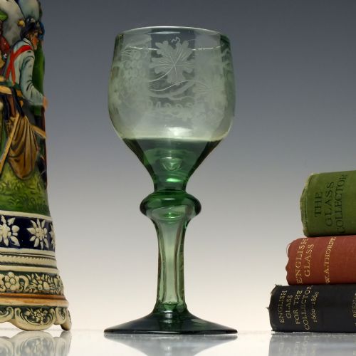antique english 18th century engraved export wine glass c1750 - CATEGORY: ANTIQUE GLASS - DATED 1750