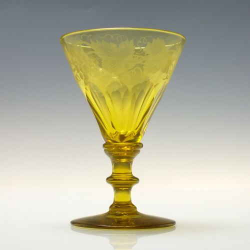 PAIR ANTIQUE VICTORIAN ENGRAVED AMBER WINE GLASSES C1860 - ADDITIONAL PHOTO 1