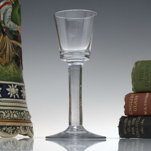 georgian bucket bowl plain stem wine glass c1750 - CATEGORY: ANTIQUE GLASS - DATED 1750