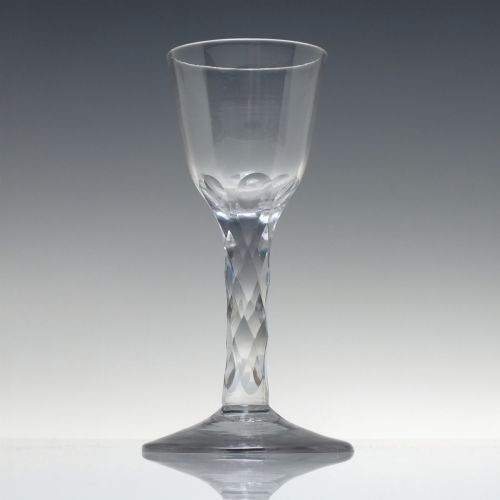 GEORGIAN BUCKET BOWL PLAIN STEM WINE GLASS C1750 - ADDITIONAL PHOTO 1