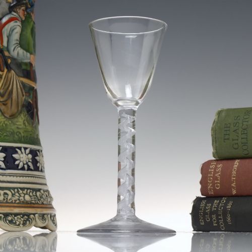 18th century single series air twist wine glass c1750 - CATEGORY: ANTIQUE GLASS - DATED 1750