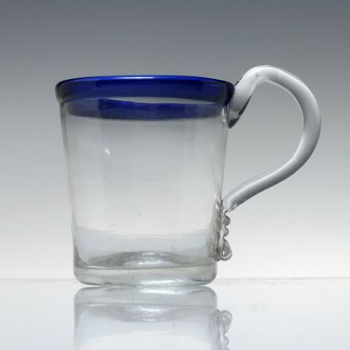 18th century blue rimmed glass dutch tankard c1790 - CATEGORY: ANTIQUE GLASS - DATED 18TH CENTURY