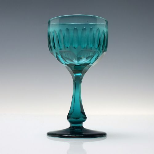 SIX ANTIQUE VICTORIAN EMERALD GREEN WINE GLASSES C1880 - ADDITIONAL PHOTO 1