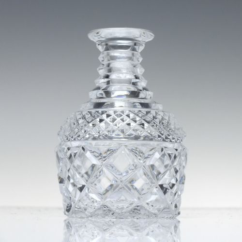 PAIR ANTIQUE EDWARDIAN MINIATURE PERSONAL WHISKY OR SPIRIT GLASS DECANTERS C1910 - ADDITIONAL PHOTO 2