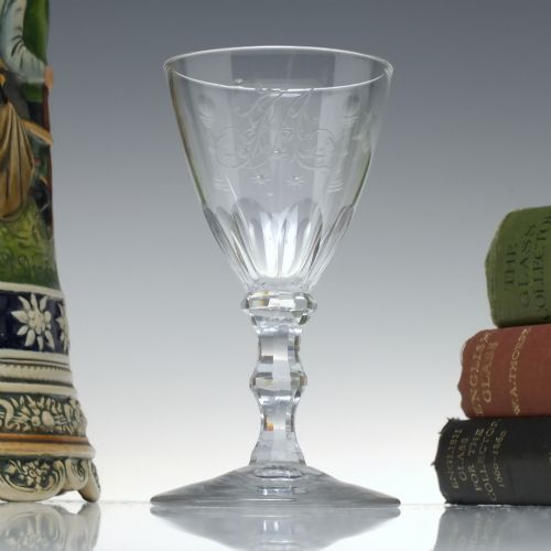 antique 18th century masonic engraved wine glass c1790 - CATEGORY: ANTIQUE GLASS - DATED 18TH CENTURY