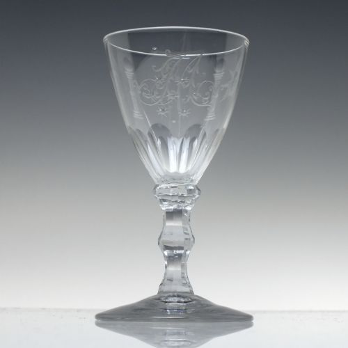 ANTIQUE 18TH CENTURY MASONIC ENGRAVED WINE GLASS C1790 - ADDITIONAL PHOTO 1