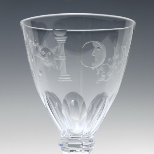 ANTIQUE 18TH CENTURY MASONIC ENGRAVED WINE GLASS C1790 - ADDITIONAL PHOTO 4