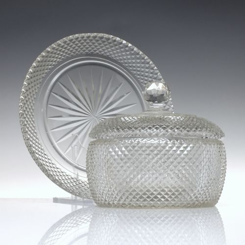antique victorian glass butter cooler and stand c1860 - CATEGORY: ANTIQUE GLASS - DATED 1860