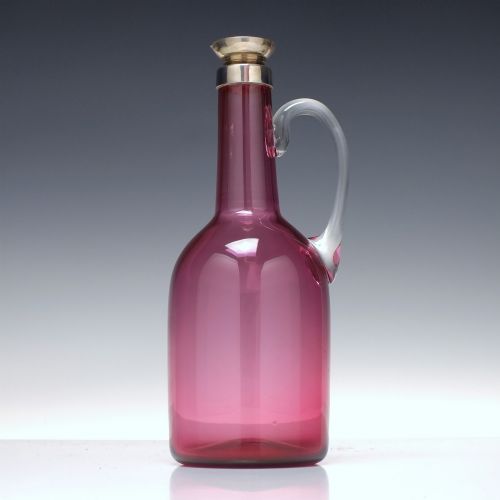 THREE VICTORIAN GLASS CRANBERRY CLARET JUGS DECANTERS IN SILVER PLATED FRAME 1880 - ADDITIONAL PHOTO 6