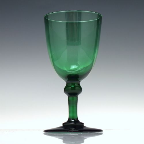PAIR GEORGIAN BRISTOL GREEN WINE GLASSES C1820 - ADDITIONAL PHOTO 1