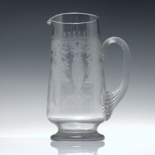 tall antique 19th century etched water jug c1880 - CATEGORY: ANTIQUE GLASS - DATED 1880