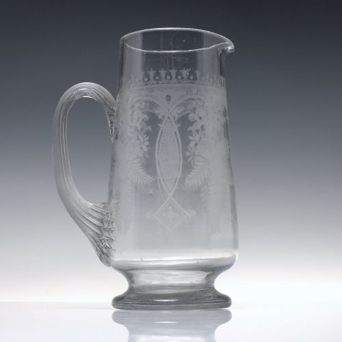 TALL ANTIQUE 19TH CENTURY ETCHED WATER JUG C1880 - ADDITIONAL PHOTO 2