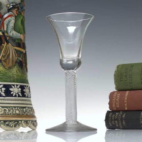 18th century multi spiral two piece air twist wine glass c1750 - CATEGORY: ANTIQUE GLASS - DATED 1750