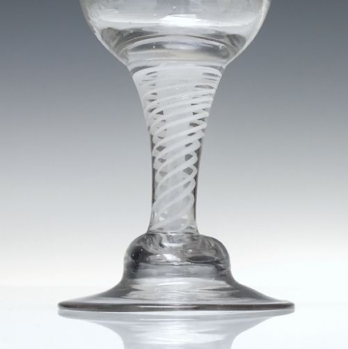 18TH CENTURY ENGRAVED OPAQUE TWIST WINE GLASS GOBLET C1760 - ADDITIONAL PHOTO 2
