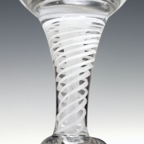 18TH CENTURY ENGRAVED OPAQUE TWIST WINE GLASS GOBLET C1760 - ADDITIONAL PHOTO 3