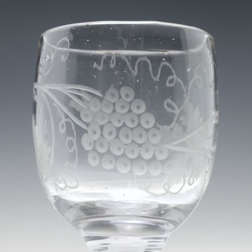 18TH CENTURY ENGRAVED OPAQUE TWIST WINE GLASS GOBLET C1760 - ADDITIONAL PHOTO 4