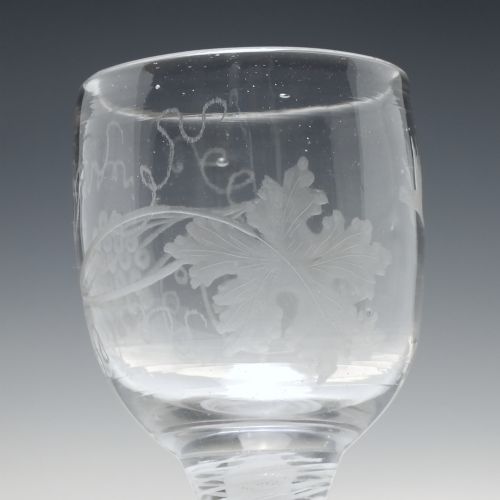 18TH CENTURY ENGRAVED OPAQUE TWIST WINE GLASS GOBLET C1760 - ADDITIONAL PHOTO 5