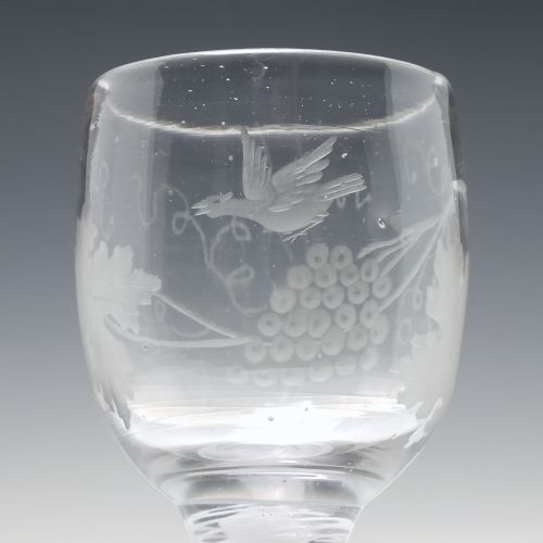 18TH CENTURY ENGRAVED OPAQUE TWIST WINE GLASS GOBLET C1760 - ADDITIONAL PHOTO 6