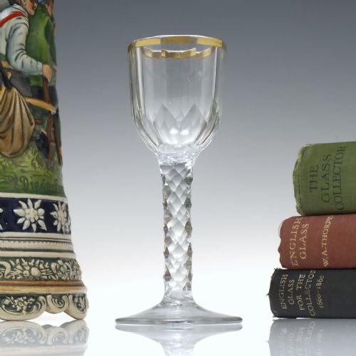georgian facet cut decagon bowl wine glass c1780 - CATEGORY: ANTIQUE GLASS - DATED 18TH CENTURY