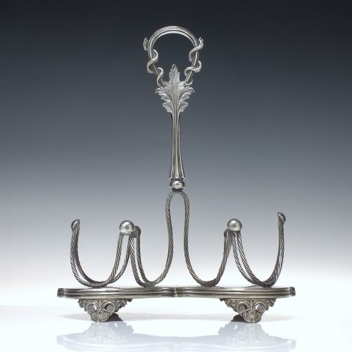 VICTORIAN BLUE AND GREEN GLASS FLAGON DECANTERS IN SILVER PLATED FRAME 1860 - ADDITIONAL PHOTO 1