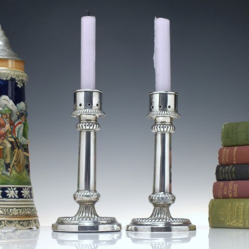 pair of georgian silver candle sticks birmingham 1809 - CATEGORY: ANTIQUE SILVER - DATED 1800