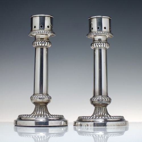 PAIR OF GEORGIAN SILVER CANDLE STICKS BIRMINGHAM 1809 - ADDITIONAL PHOTO 1